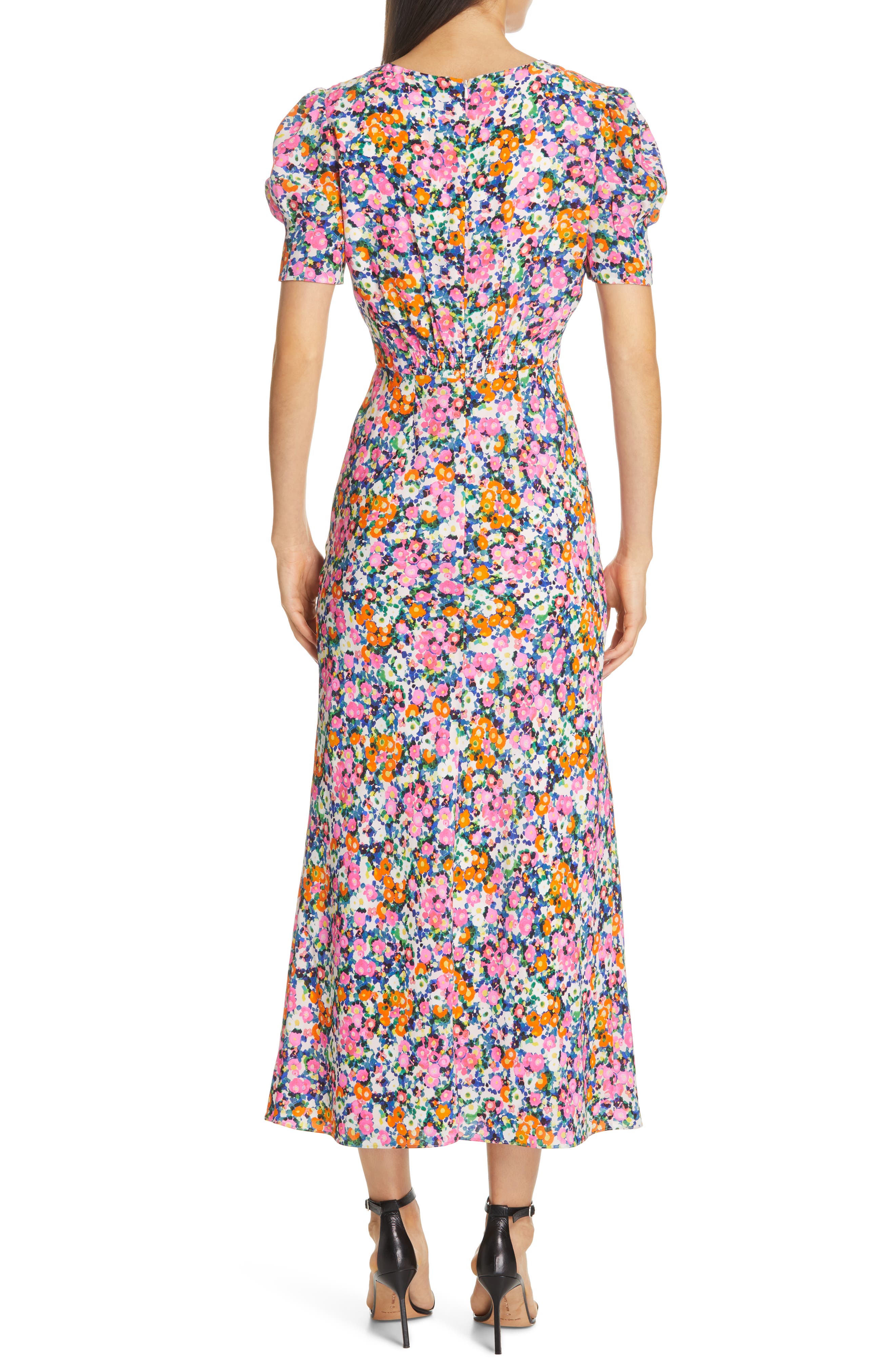 Bianca Puff Sleeve Silk Midi Dress - image 2