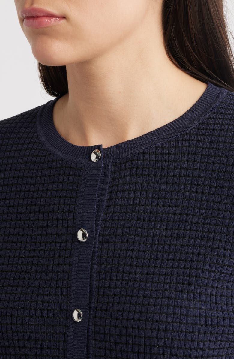 rag & bone Eloise Short Sleeve Waffle Cardigan, Alternate, color, Navymult