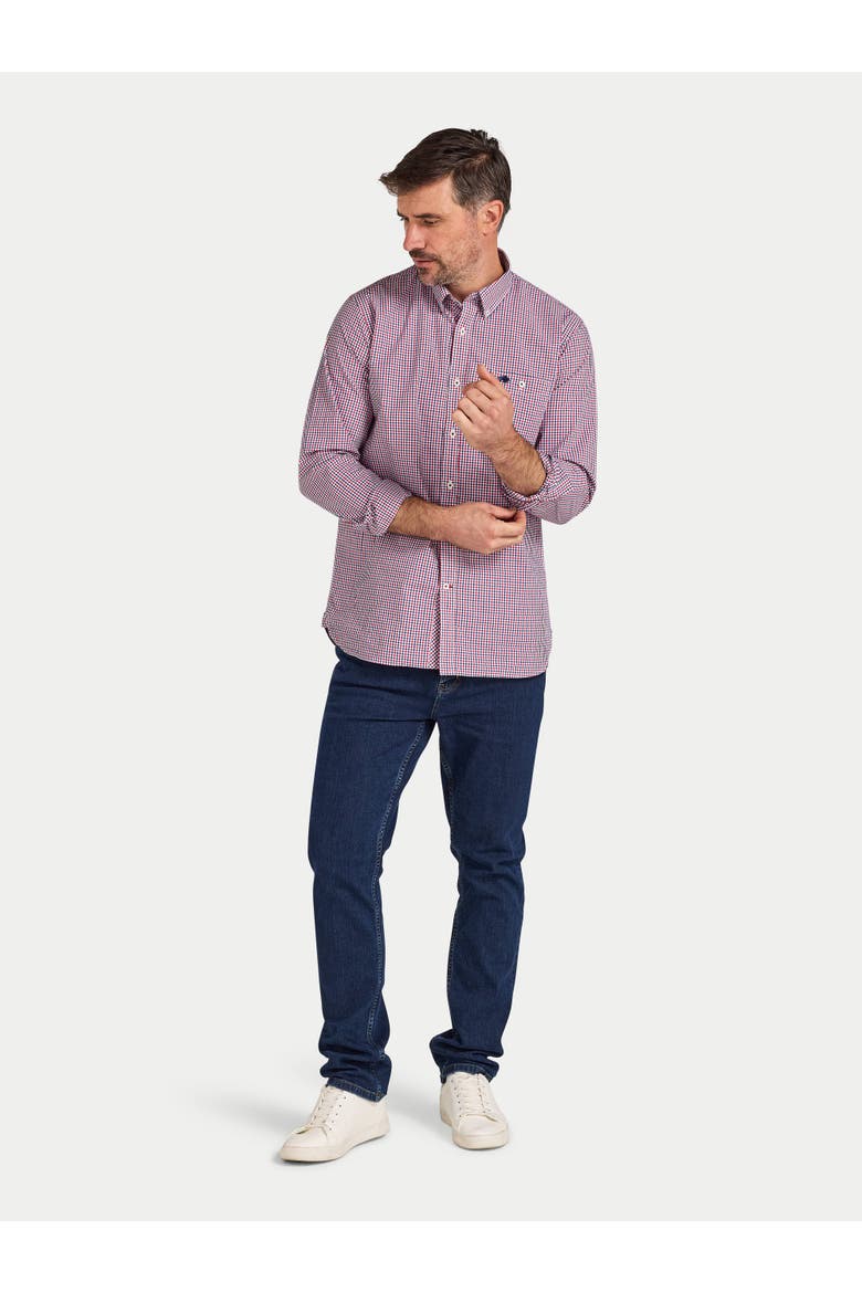 Long Sleeve Graph Check Poplin Shirt, Alternate, color, Red