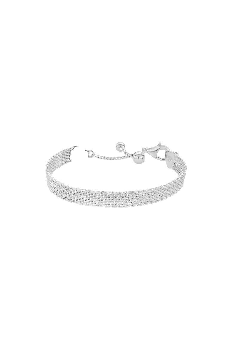 18k Gold Plated Sterling Silver Mash Chain Adjustable Bracelet Gift Idea, Main, color, Silver