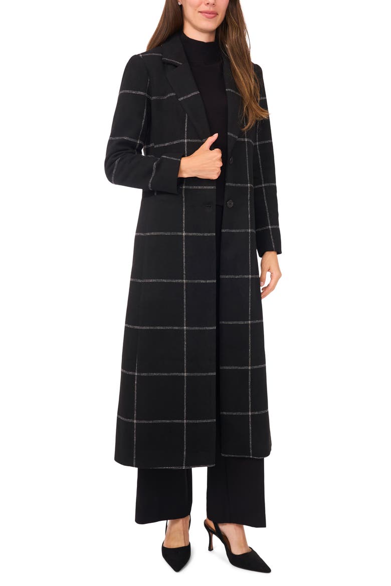 Windowpane Check Longline Jacket, Main, color, RICH BLACK