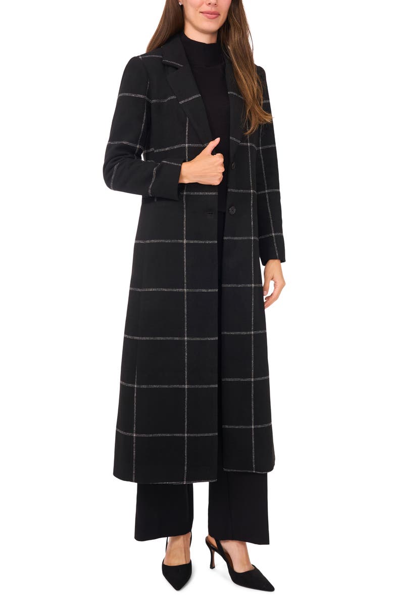 Halogen<sup>®</sup> Windowpane Check Longline Jacket, Main, color, Rich Black