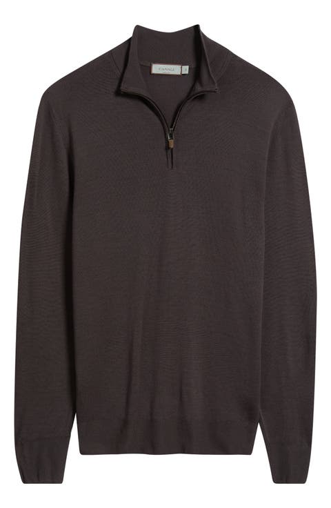 Regular Fit Quarter Zip Wool Sweater