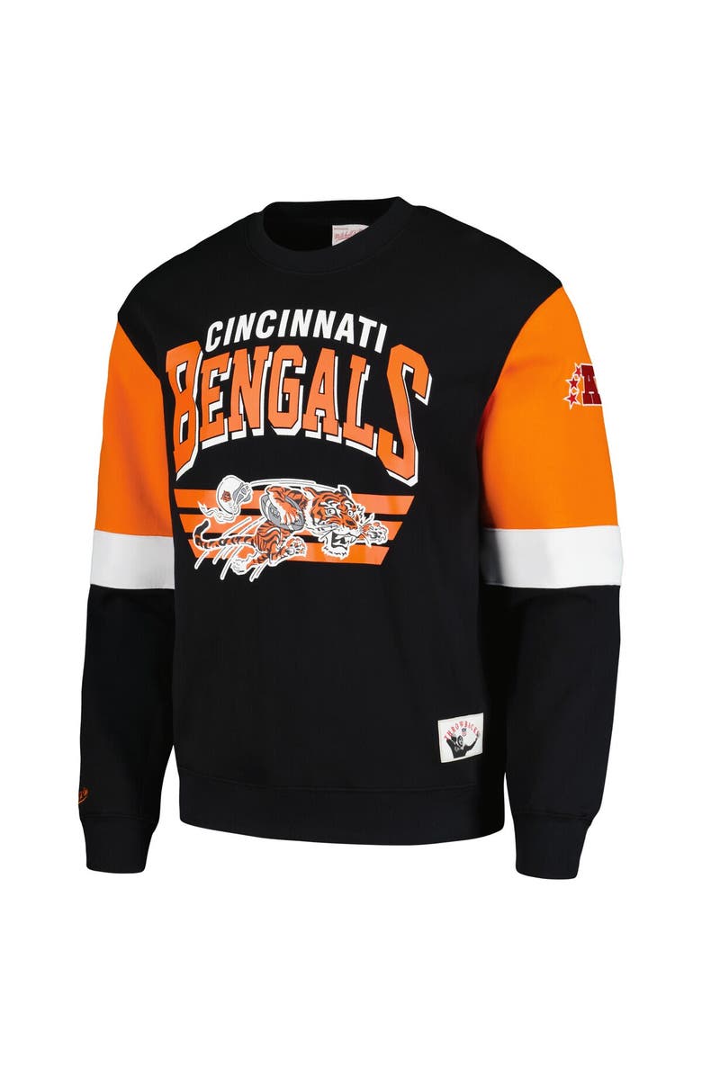 Mitchell & Ness Men's Mitchell & Ness Black Cincinnati Bengals Gridiron Classics Allover 3.0 Pullover Sweatshirt, Alternate, color, 