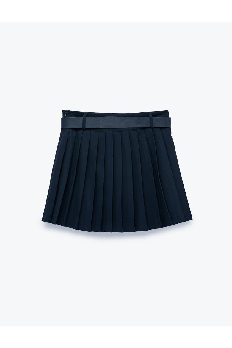 Pleated Mini Skirt With Belt, Alternate, color, NAVY