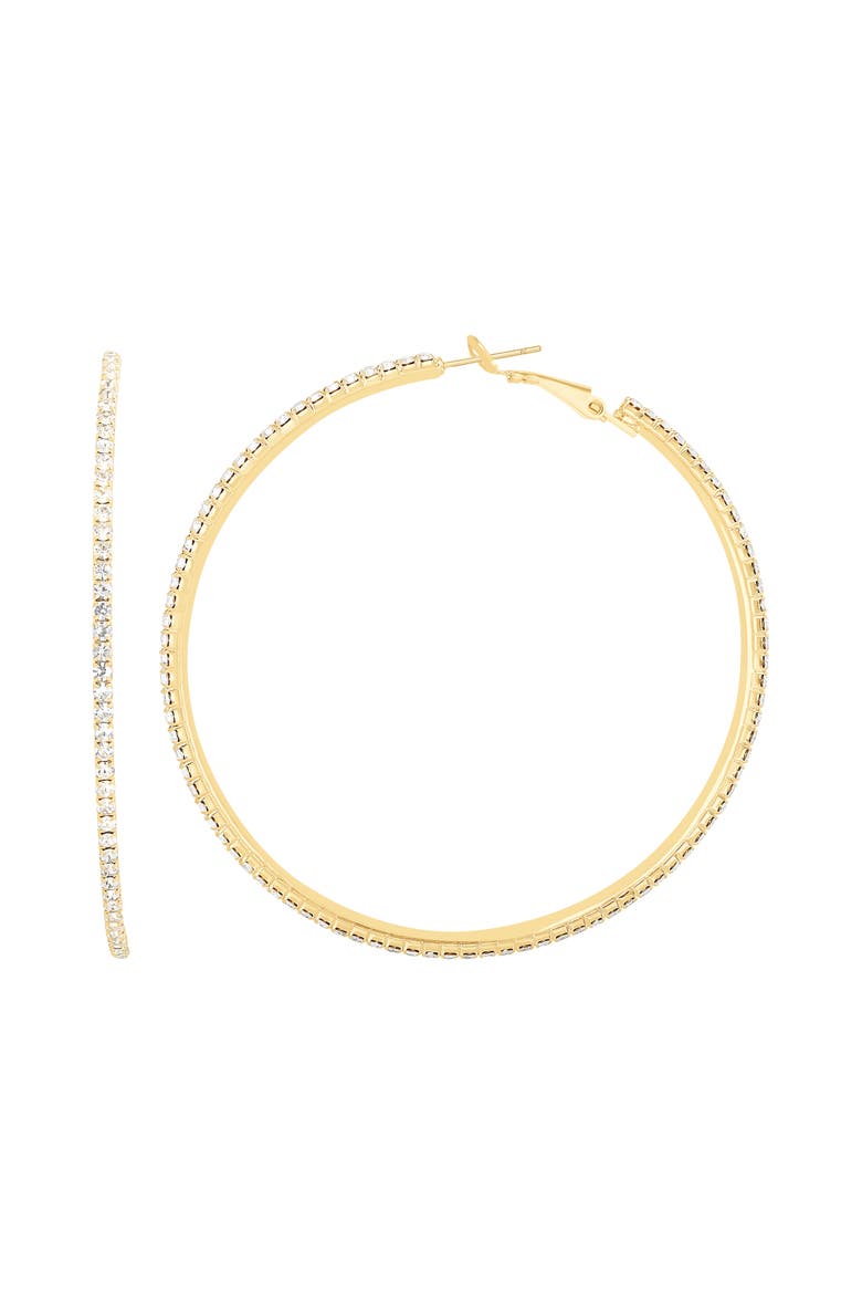 JS Jessica Simpson Large Crystal Hoop Earrings, Alternate, color, Gold
