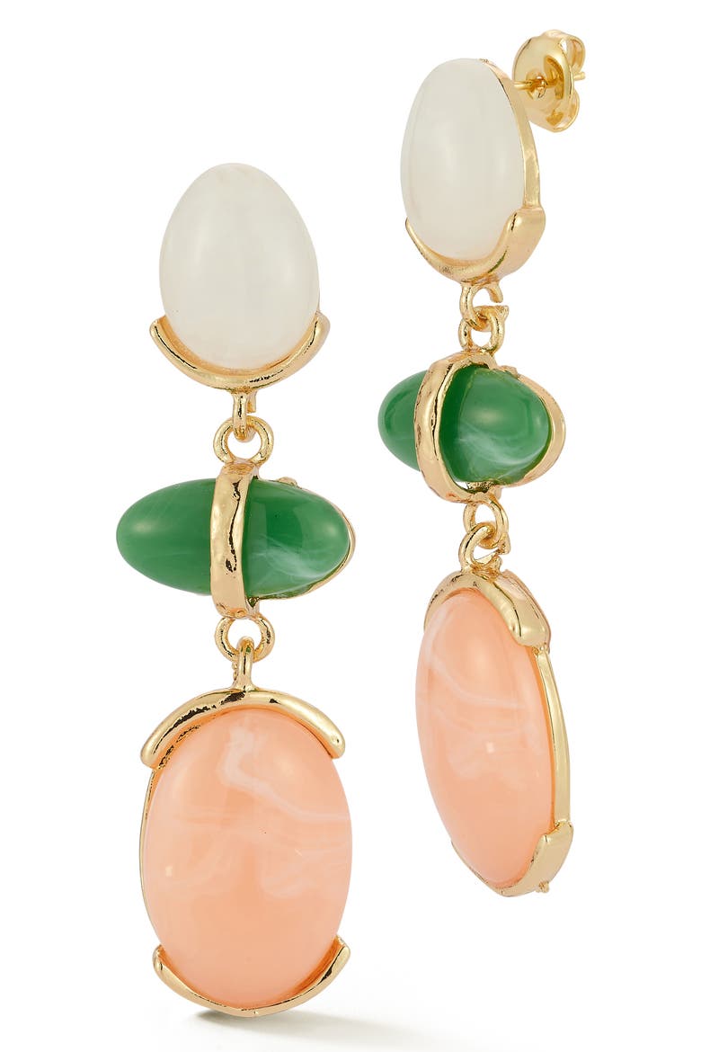 Mixed CZ Drop Earrings, Main, color, GOLD