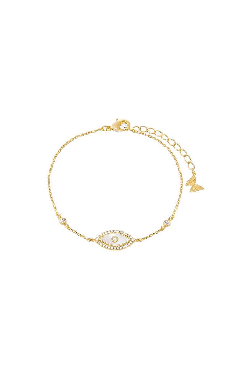 BY ADINA EDEN Pave X Mother Of Pearl Evil Eye Bracelet, Main, color, Mother Of Pearl