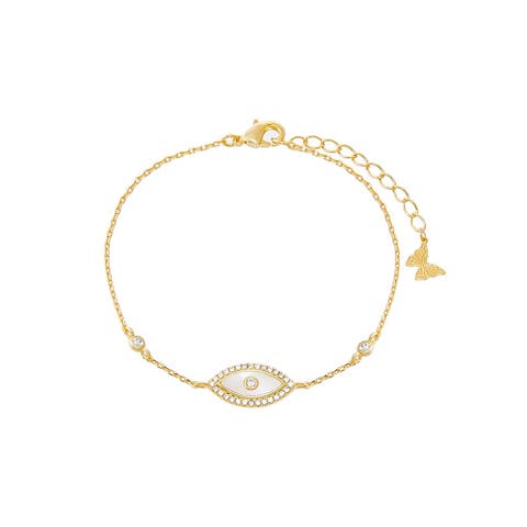 Pave X Mother Of Pearl Evil Eye Bracelet