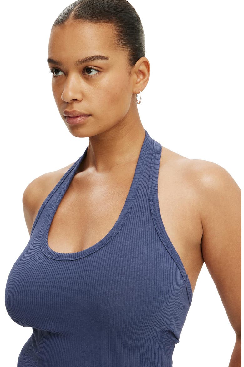 Women's Rib Scoop Halter, Alternate, color, Oxford Blue