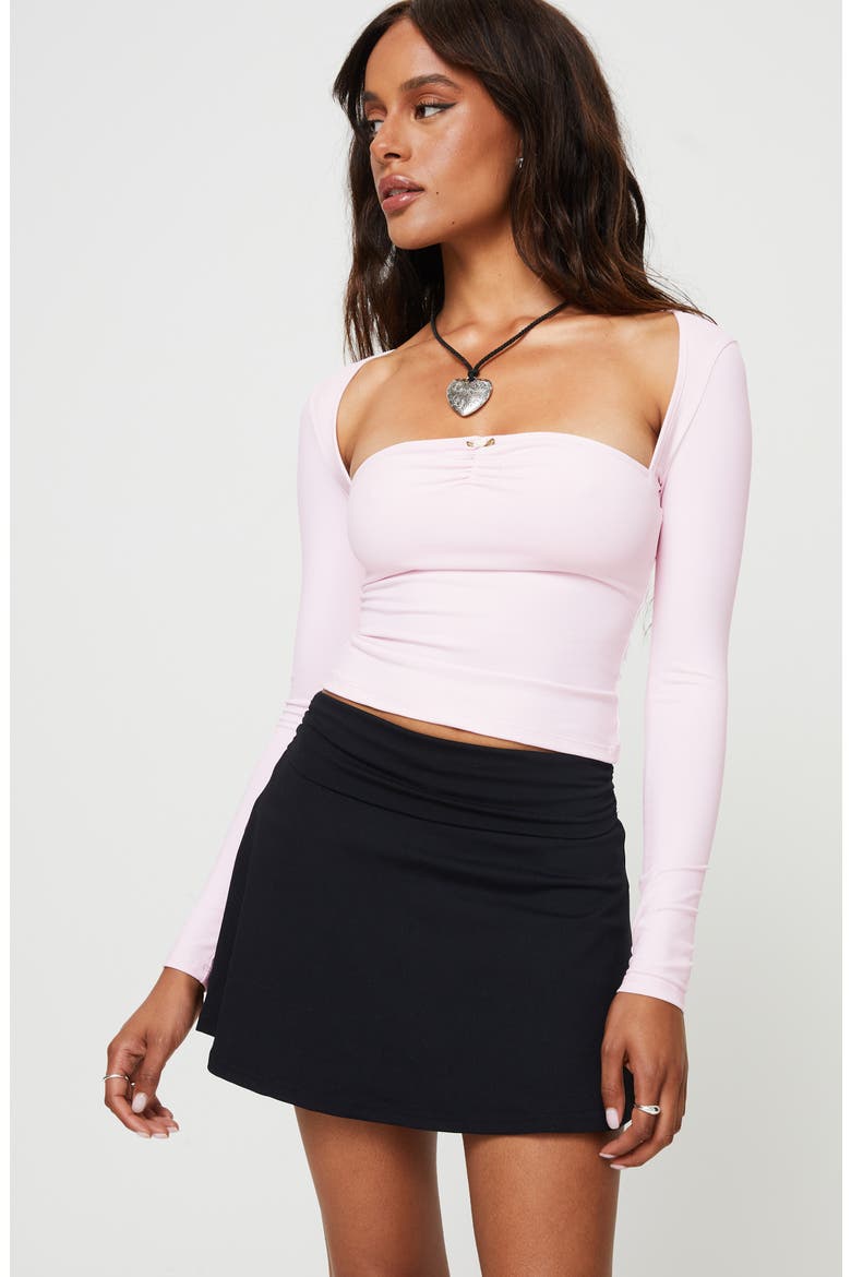 Reema Foldover Waist A-Line Miniskort, Alternate, color, BLACK