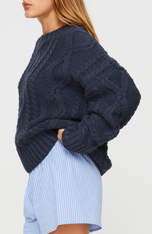 Princess Polly Anaya Oversize Aran Knit Sweater In Navy