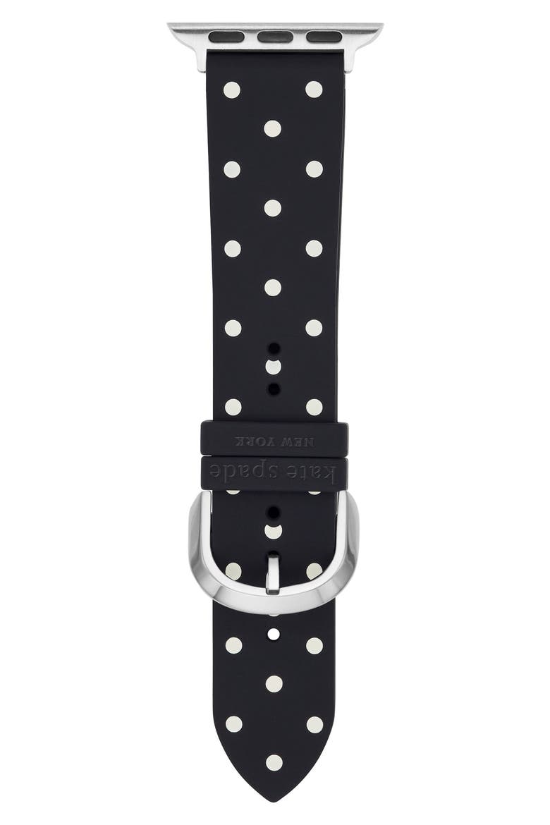 dot print 20mm silicone Apple Watch® band, Main, color, BLACK