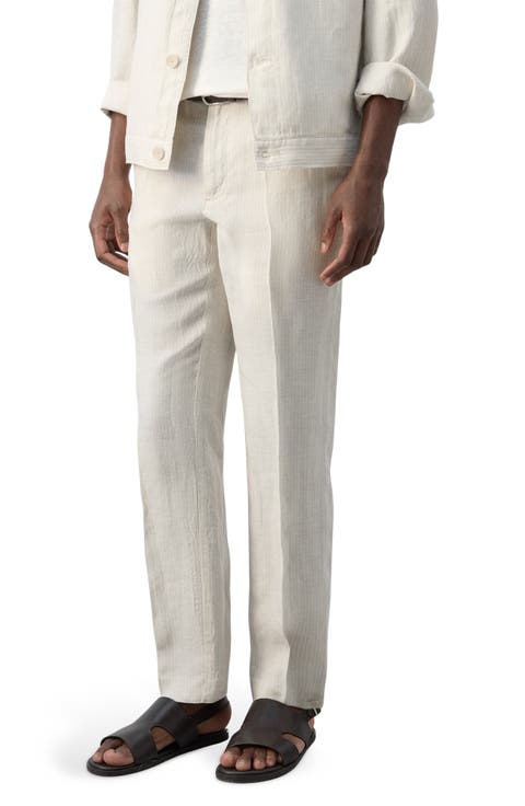 Textured Stripe Linen Pants