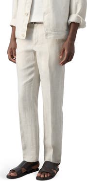 MANGO Textured Stripe Linen Pants