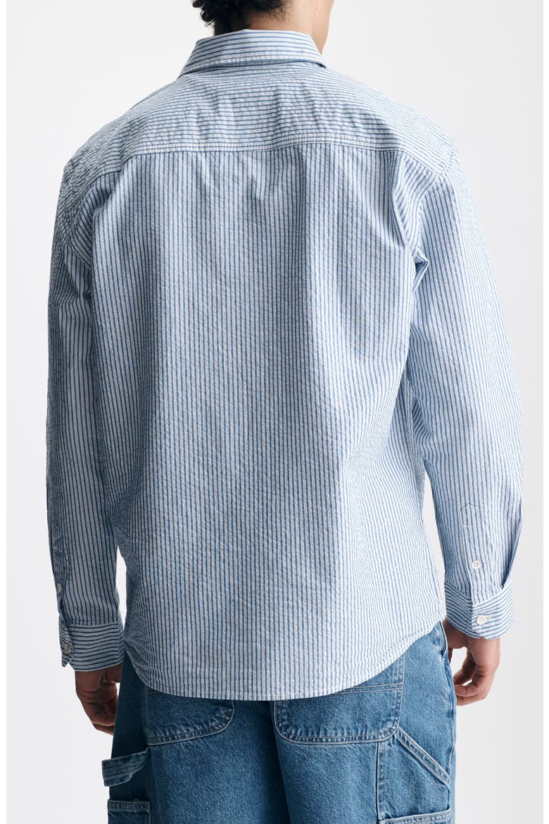 Stripe Seersucker Button-Up Shirt, Alternate, color, BLUE STRIPED