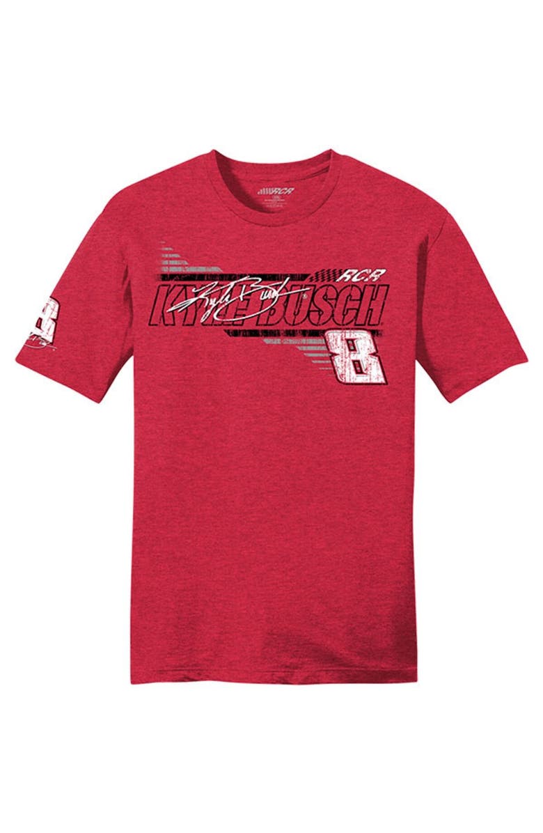NASCAR Men's Richard Childress Racing Team Collection Heather Red Kyle Busch 3-Spot Lifestyle T-Shirt, Alternate, color,
