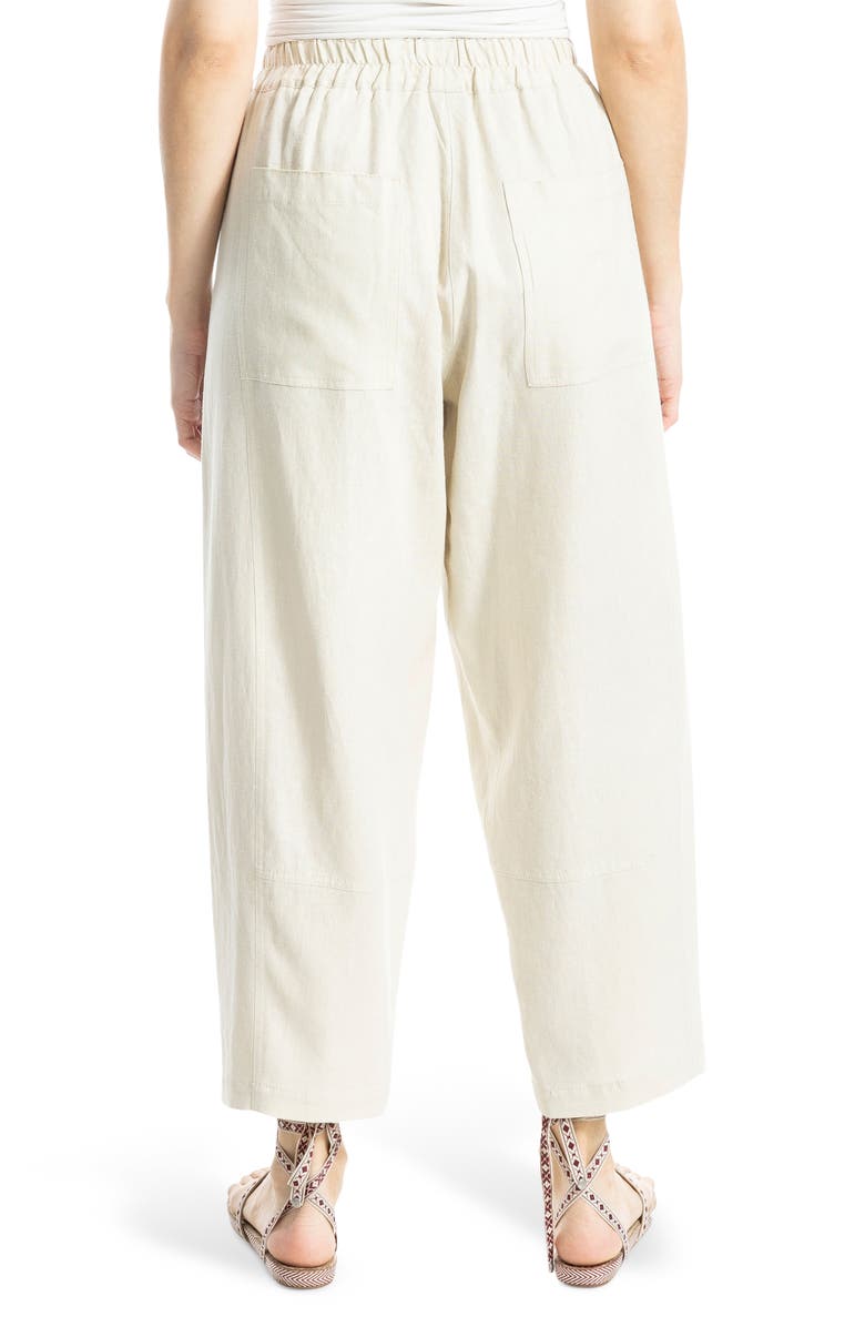 MAX STUDIO Crop Linen Blend Barrel Leg Pants, Alternate, color, Natural