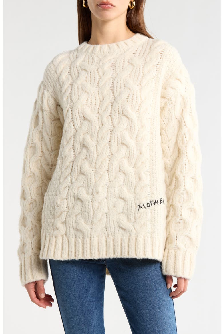 The Biggie Cable Stitch Sweater, Main, color, DRINKING BY THE FIRE