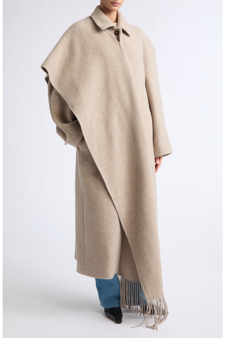 Canyon Wool Blend Coat with Scarf Detail, Alternate, color, DUNE MELANGE