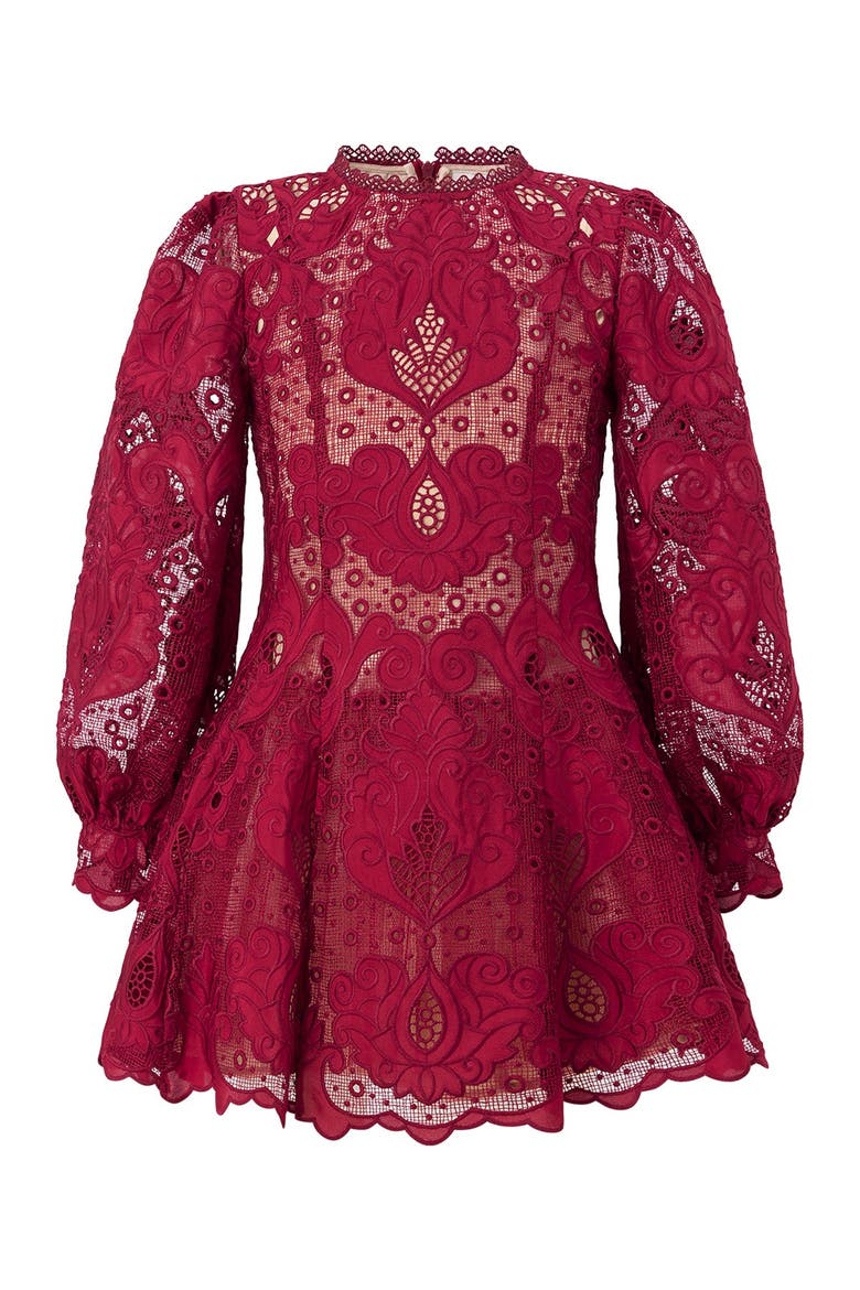 Gisele Embroidered Mini Dress, Main, color, Wine
