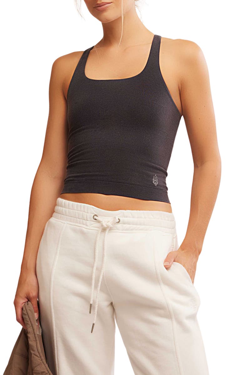 Free People FP Movement Go To Smooth Square Neck Camisole, Main, color, Washed Black