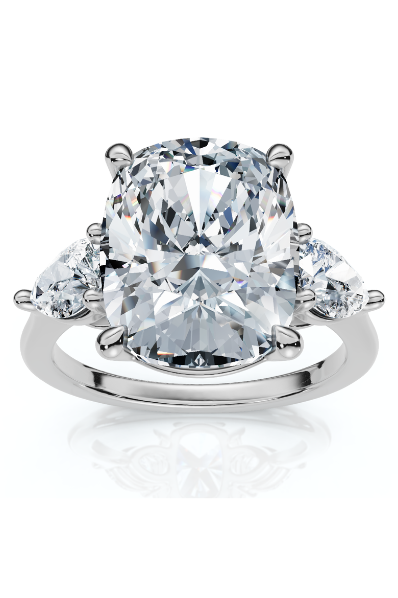 Certified 5 3/4Ct Aria Cushion Diamond Engagement Ring 14k Gold or Pt Lab Grown, Main, color, 14k White Gold