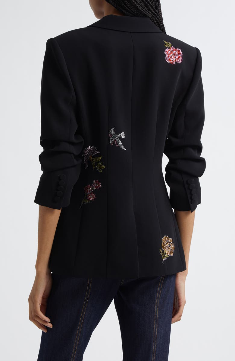 Cinq à Sept Cheyenne Crystal Flower Embellished Scrunched Blazer, Alternate, color, Black Multi