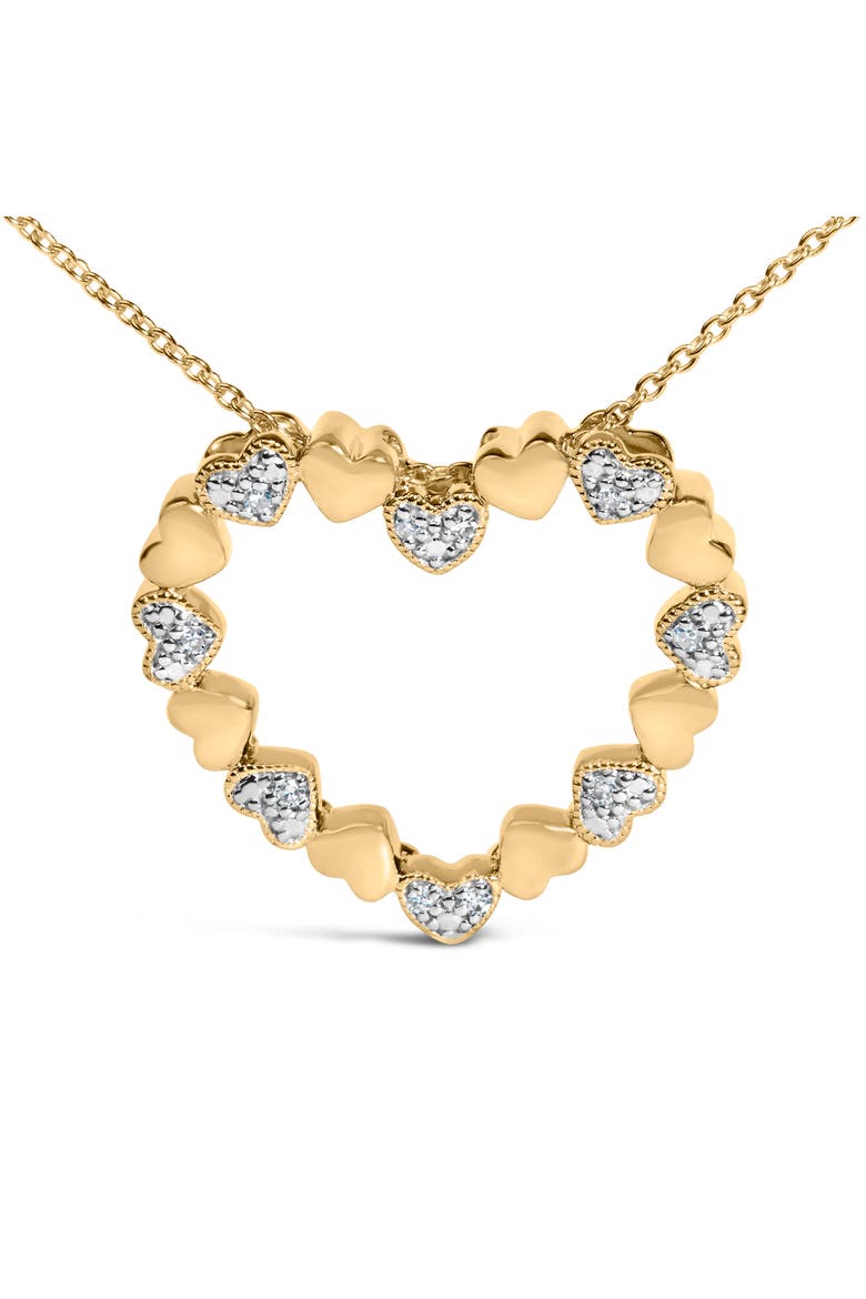 Gold Vermeil Diamond Accent Puffed Heart Pendant Necklace, Alternate, color, Silver