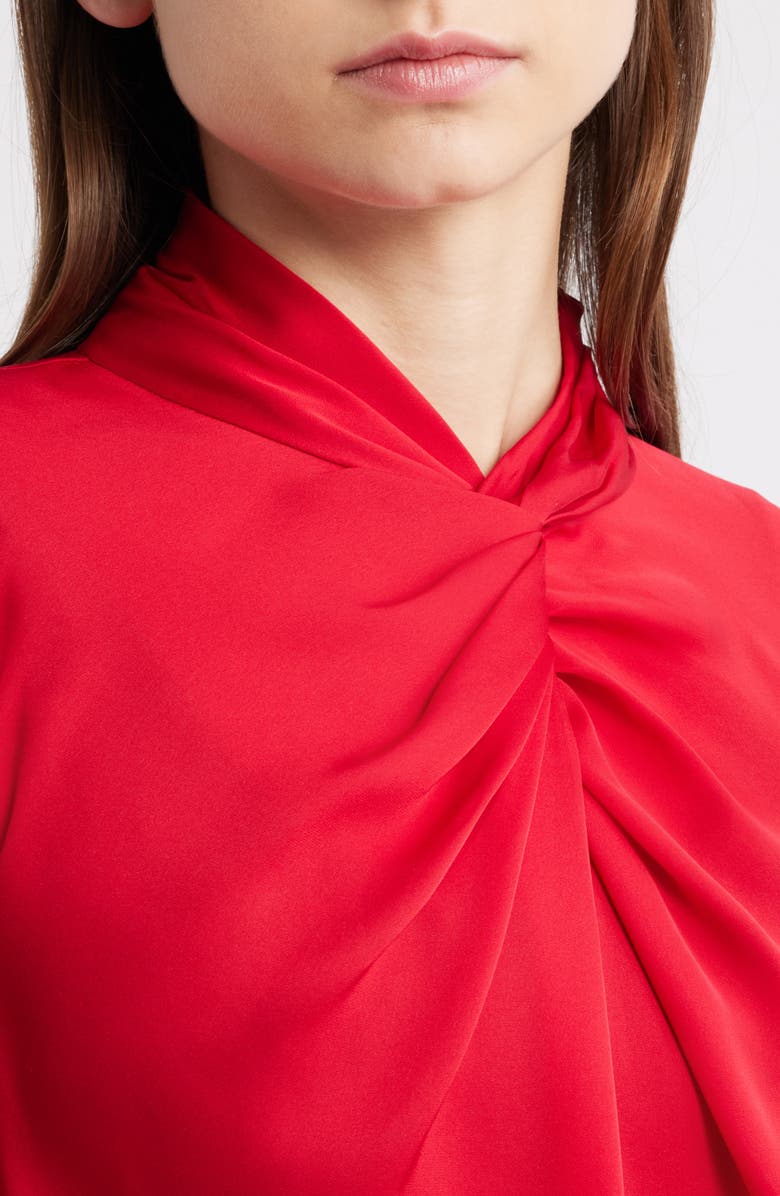 Elie Tahari The Lola Stretch Silk Twist Front Top, Alternate, color, Red Love