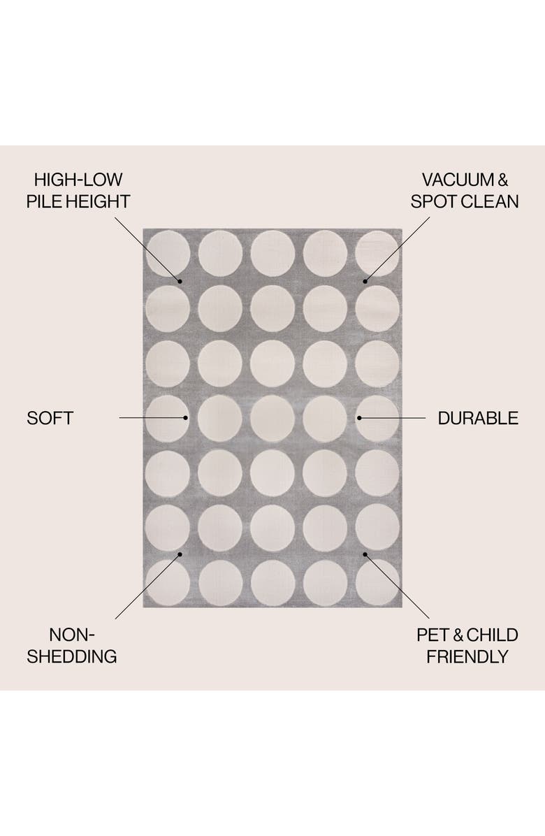 JONATHAN Y Adrian Modern Geometric Circle Dot High-Low Area Rug, Alternate, color, Light Gray/Cream