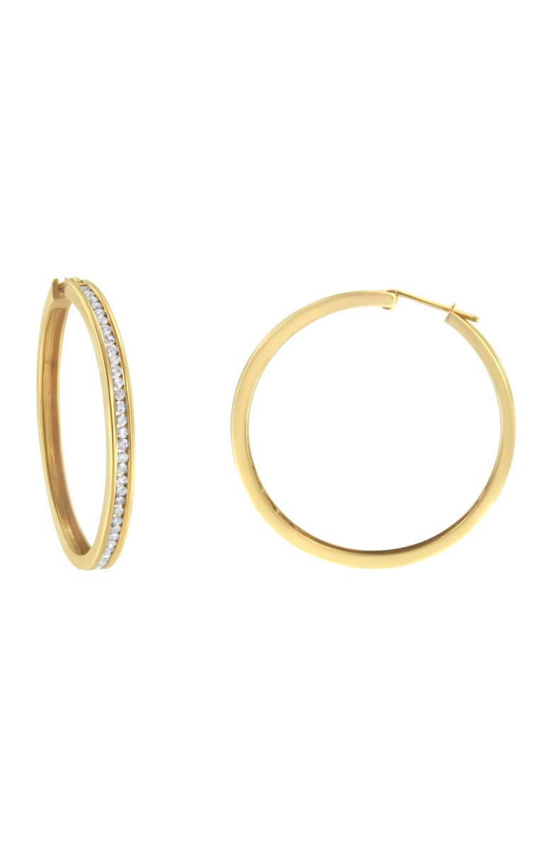 Haus of Brilliance 10KT Yellow Gold 1 cttw Slim Diamond Hoop Earrings, Alternate, color, Yellow