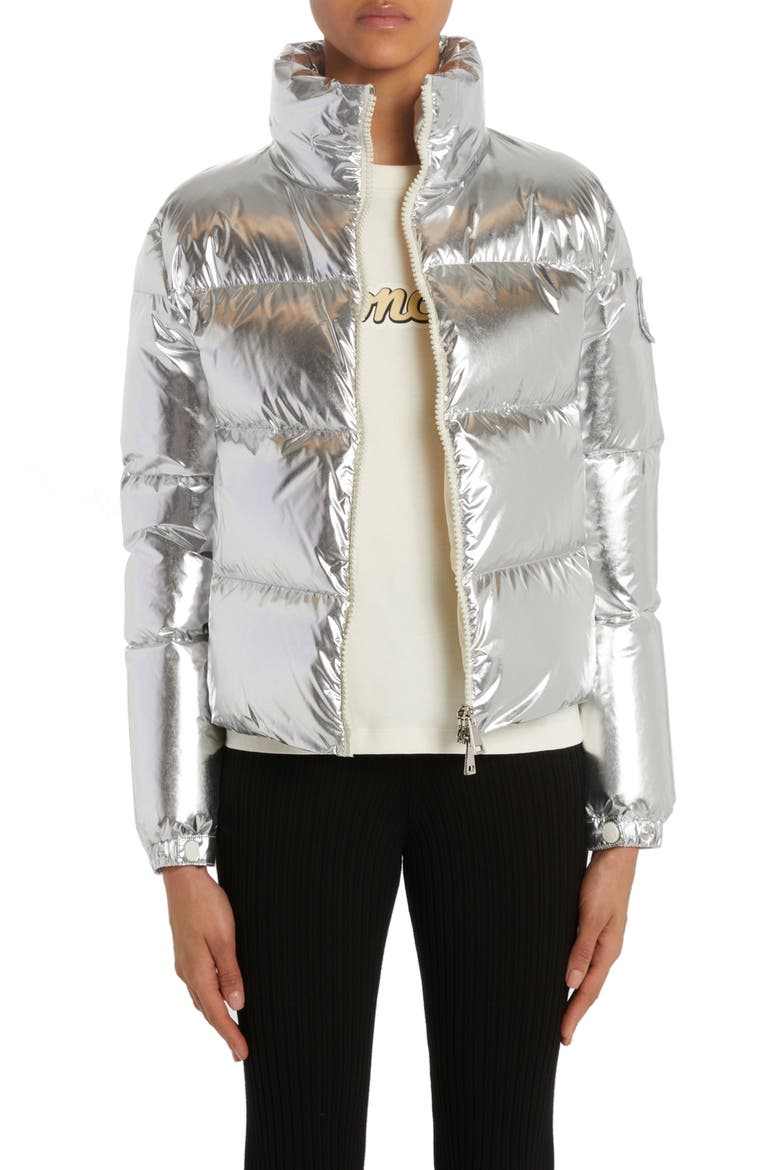 Meuse Laminated Nylon Down Jacket, Main, color, SILVER