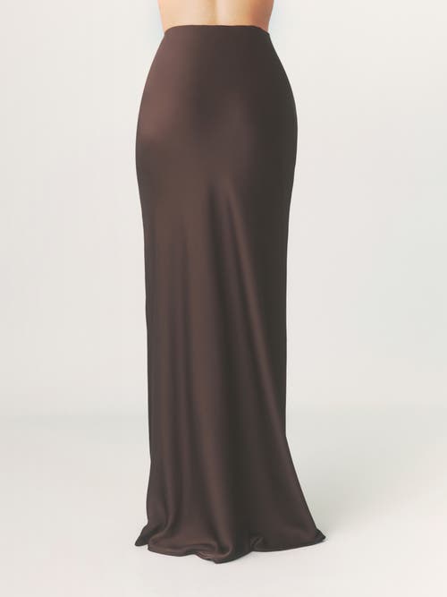 Six Stories Solene Satin Bias Cut Maxi Skirt In Gray