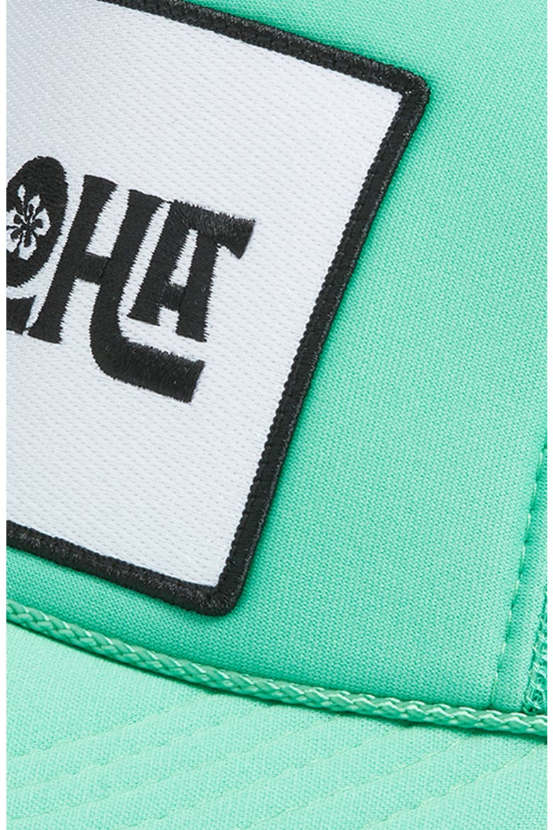 Aloha Flower Trucker Hat, Alternate, color, CACTUS GREEN