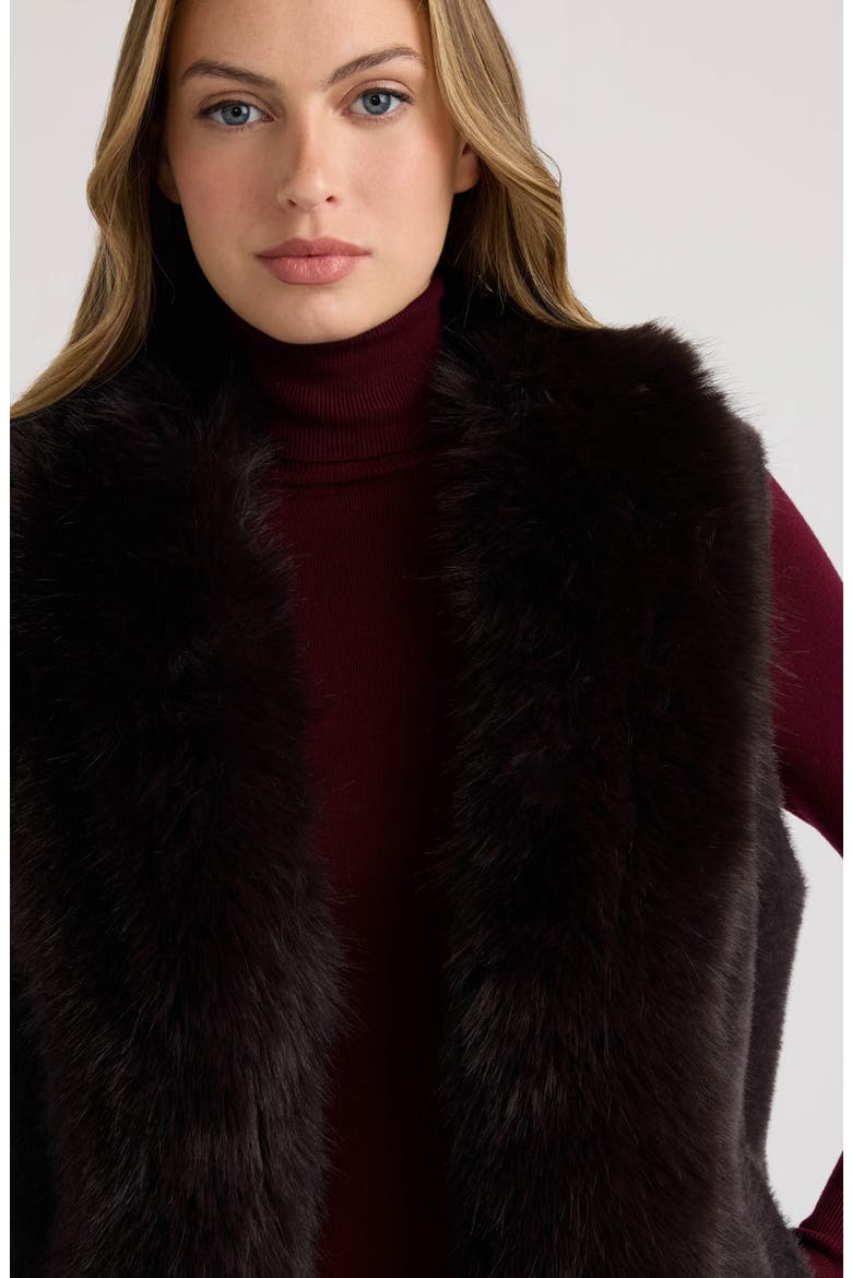 Jenny Eyelash Vest with Faux Fur Collar, Alternate, color, ESPRESSO
