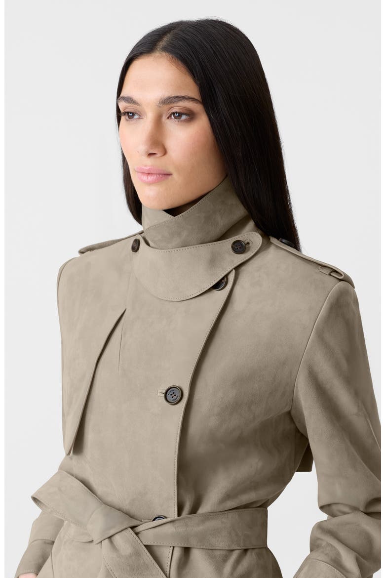 Gael Doubled Breasted Suede Trench Coat, Alternate, color, TAUPE