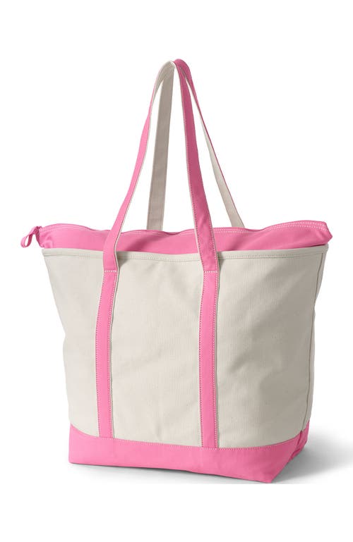 LANDS' END LANDS' END ZIP TOP LONG HANDLE CANVAS TOTE BAG 