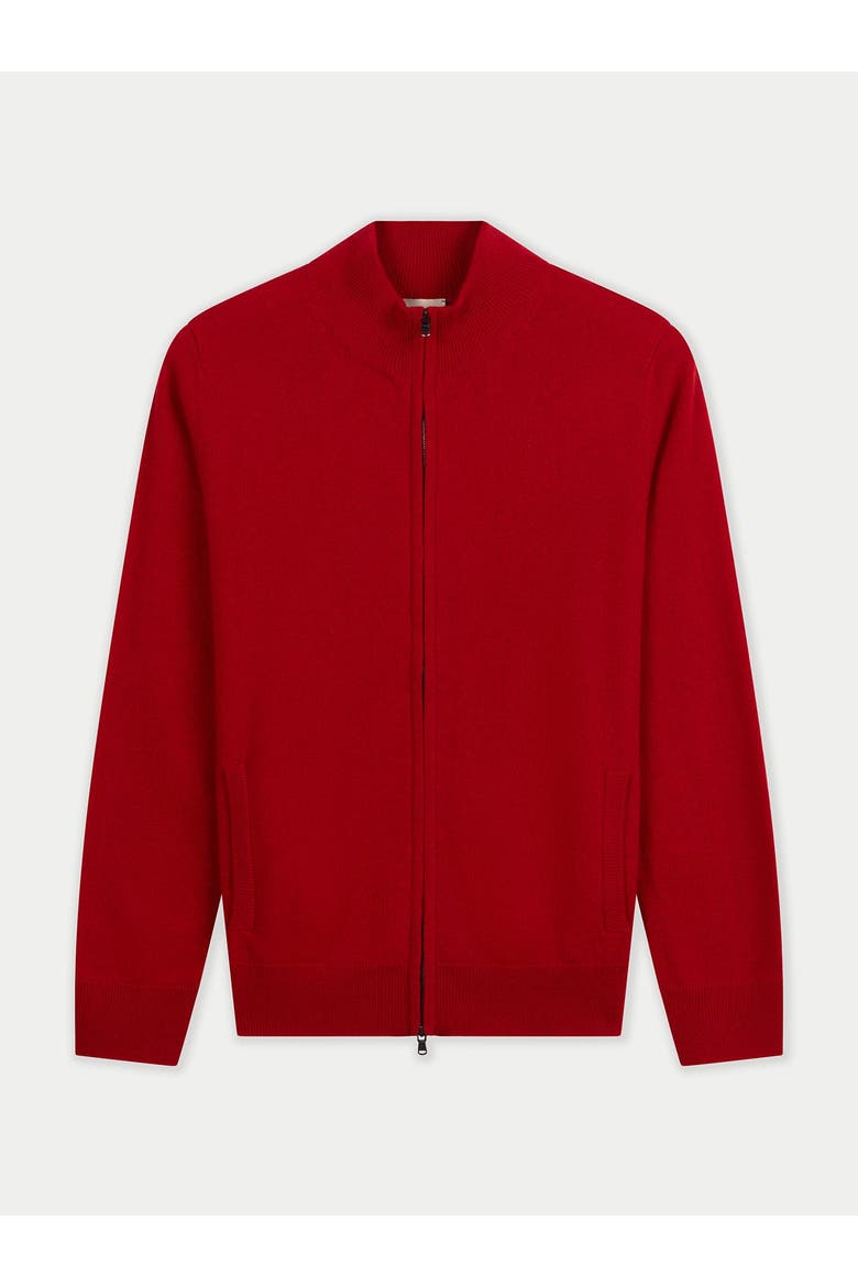 Timeless Cashmere Full-Zip Cardigan, Main, color, chili pepper