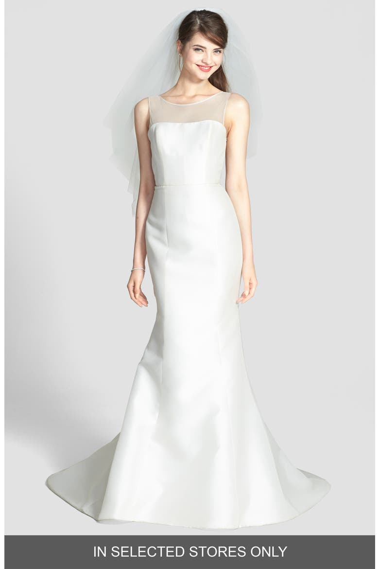 Preston Silk Magnolia Sheath Wedding Dress, Alternate, color, IVORY