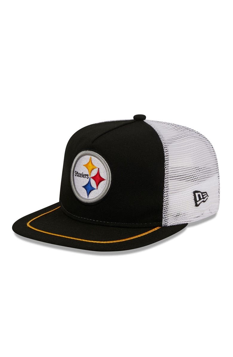 New Era Men's New Era Black/White Pittsburgh Steelers Original Classic Golfer Adjustable Hat, Main, color,