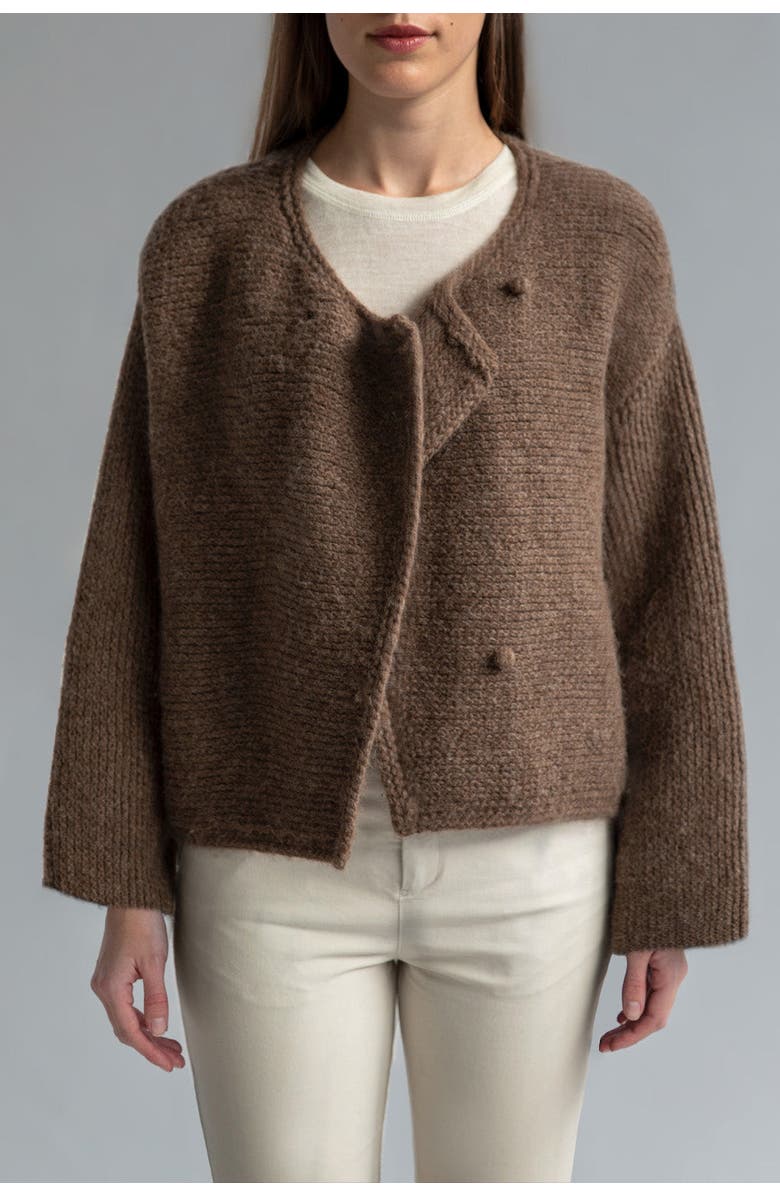 SSKEIN Momo Handknit Cardigan, Main, color, Charcoal