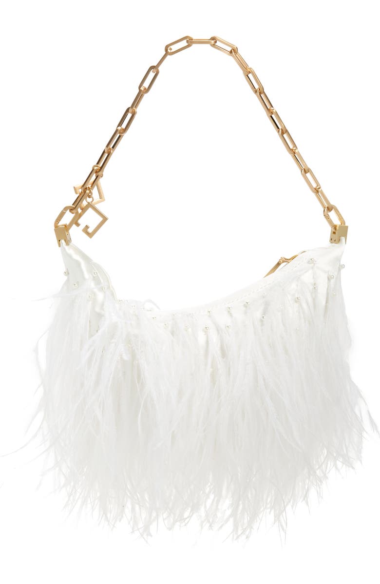 Cult Gaia Gia Ostrich Feather Shoulder Bag, Alternate, color,