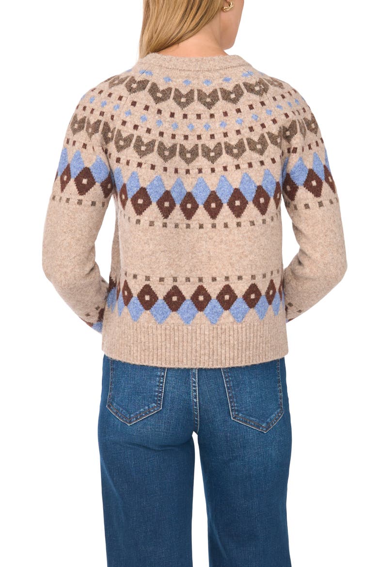 Fair Isle Cardigan, Alternate, color, BROWN SUGAR MELANGE