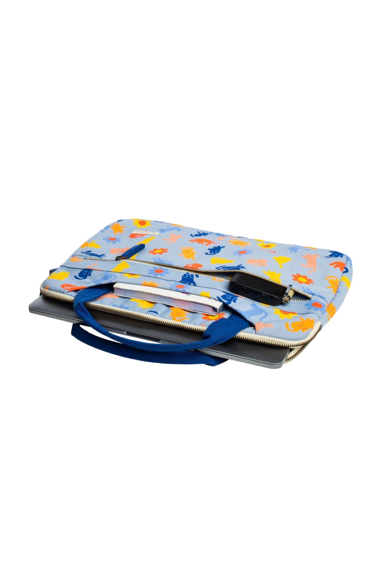 The Tote Project Laptop Case | Meow Meadow, Alternate, color, Blue