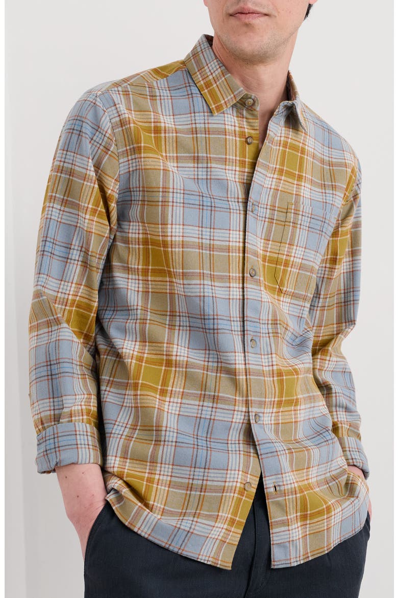 Fathomer Plaid Flannel Button-Up Shirt, Main, color, SUMMER ISLE PEAR