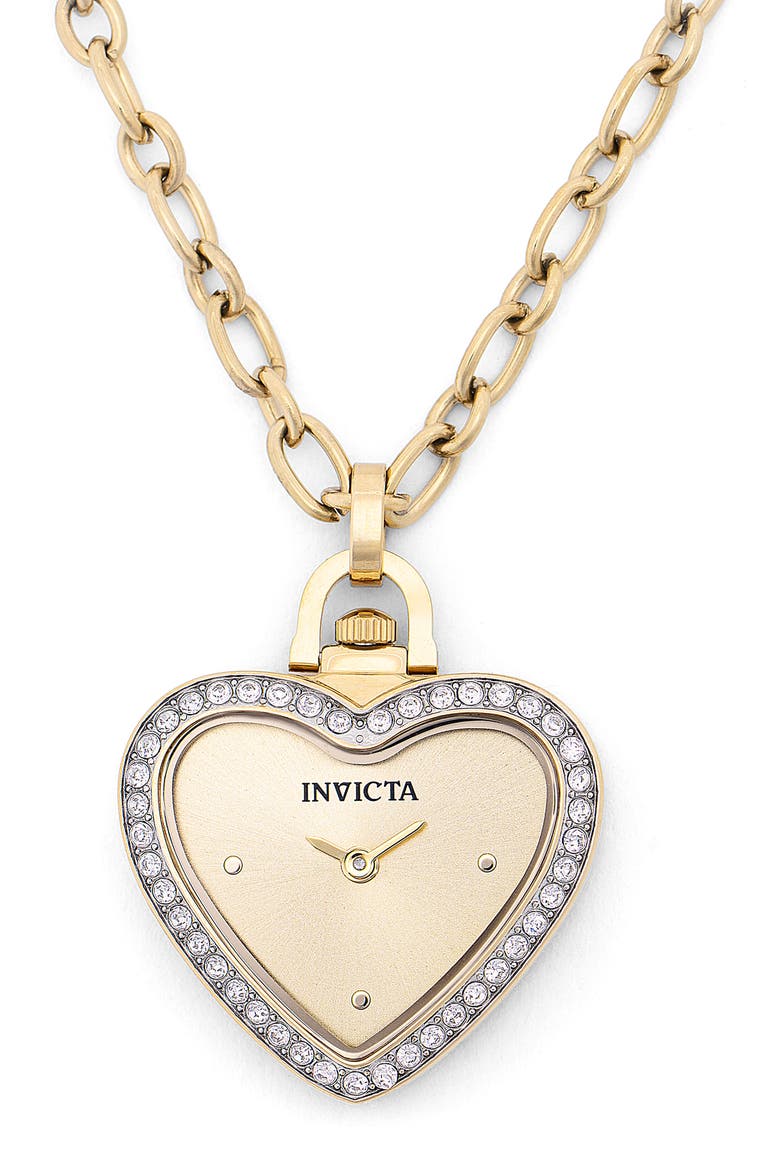 Mini Heart Pendant Chain Watch, 27.5mm, Main, color, GOLD