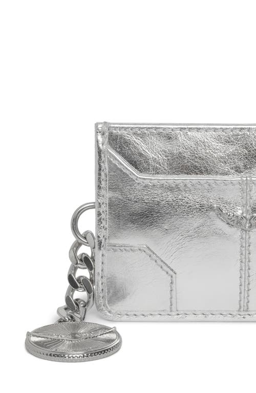 Zadig & Voltaire Sunny Pass Metallic Leather Card Case In Silver