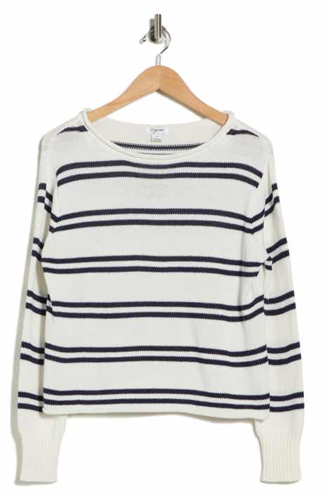Vigoss Stripe Boat Neck Crop Sweater