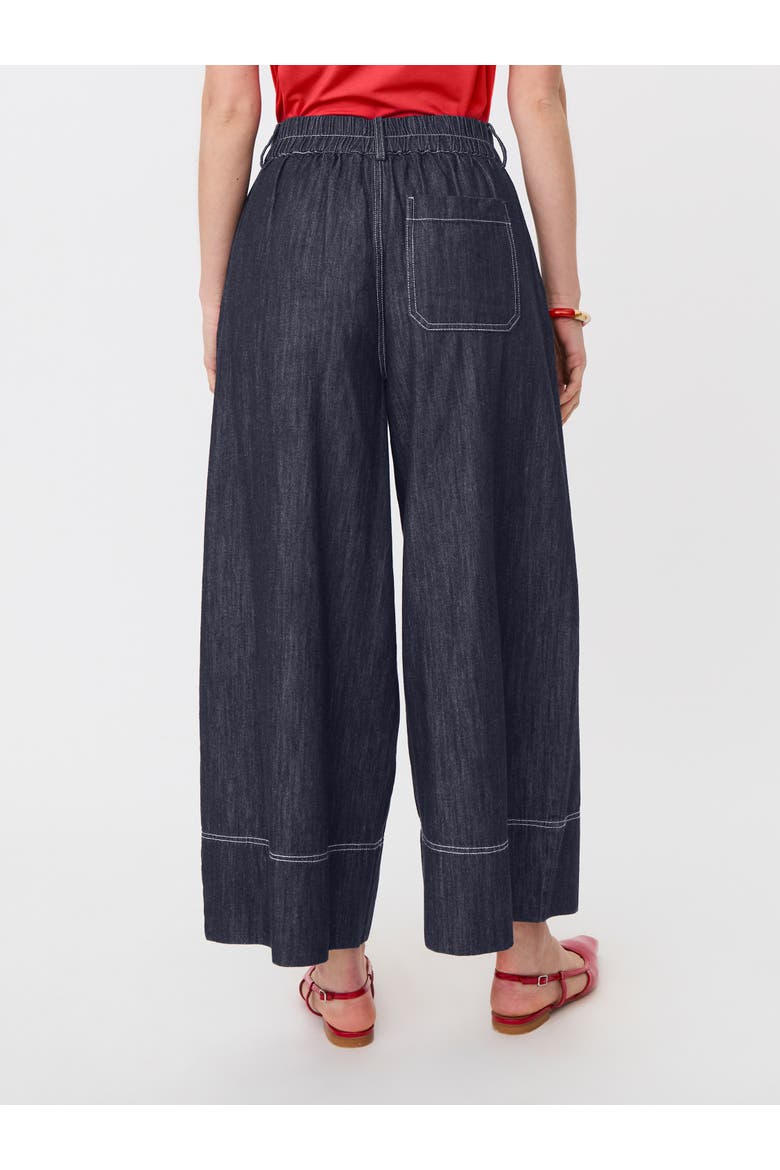 High-Rise Wide-Leg Cropped Jeans, Alternate, color, Dark Denim